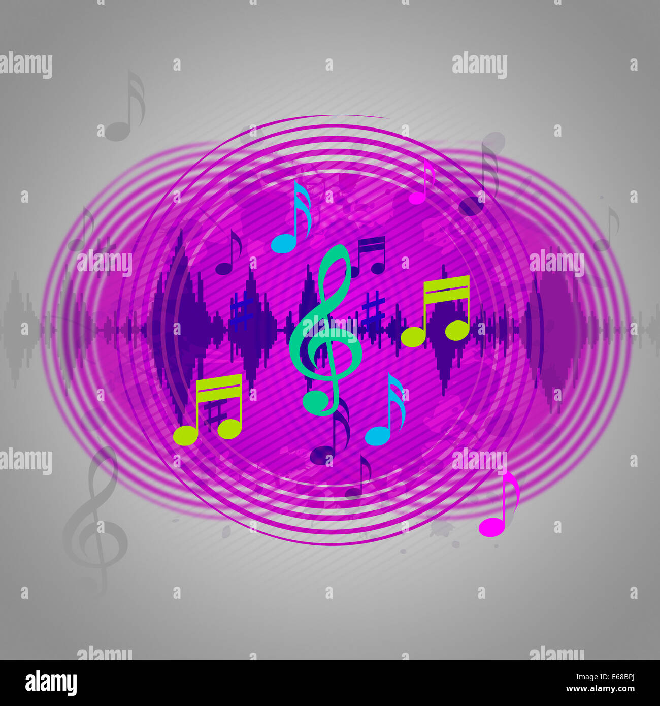 Purple Music Hintergrund zeigt CD-Aufzeichnung oder Pop Stockfoto