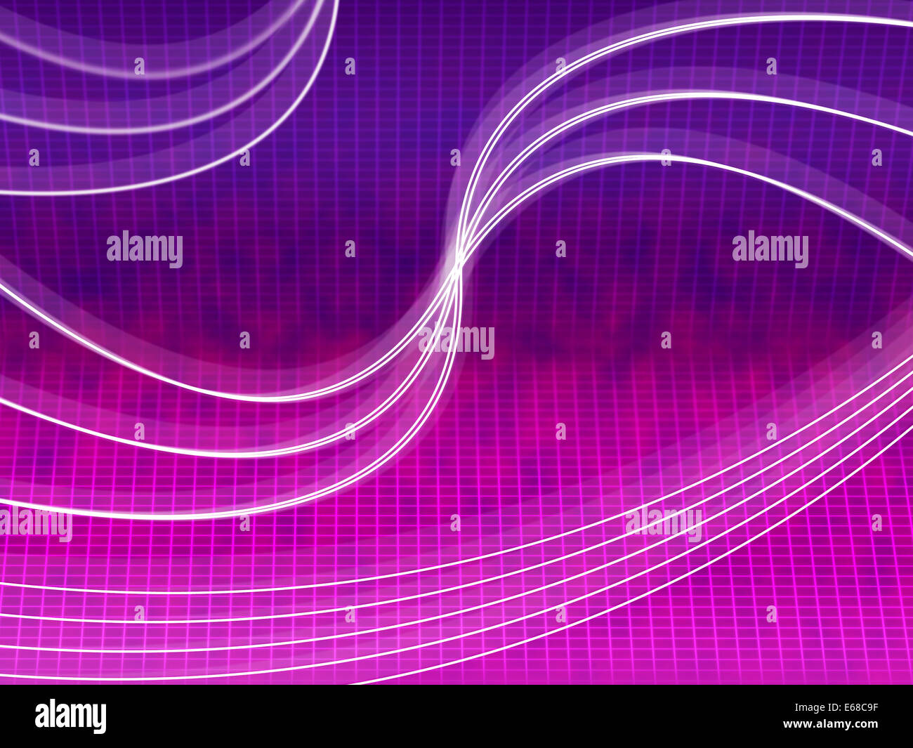 Violette Linien Hintergrund zeigt Kurven und Crossing Over Stockfoto