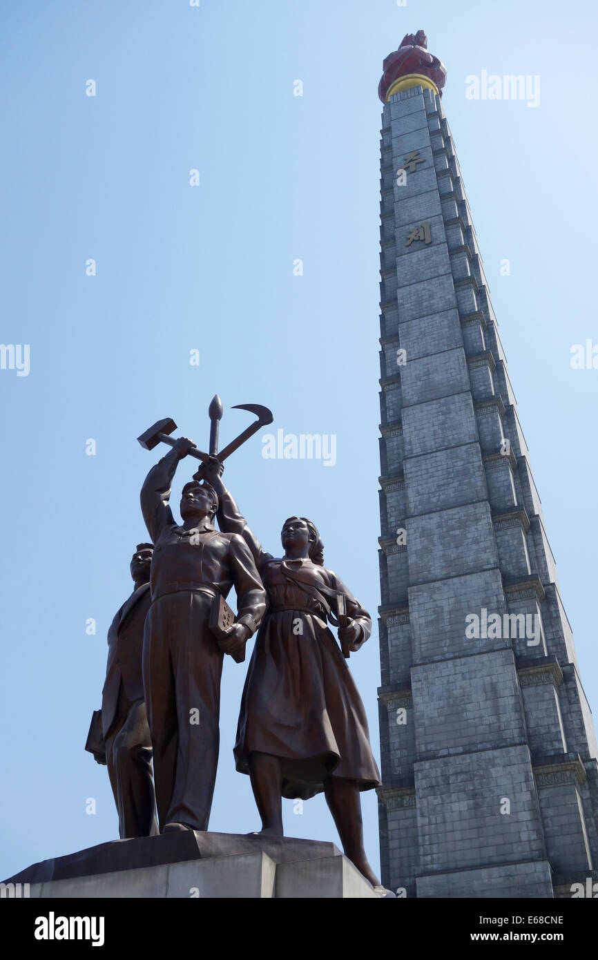 Turm der Juche-Ideologie, Pyongyang, Nordkorea, Juche-Turm Stockfoto