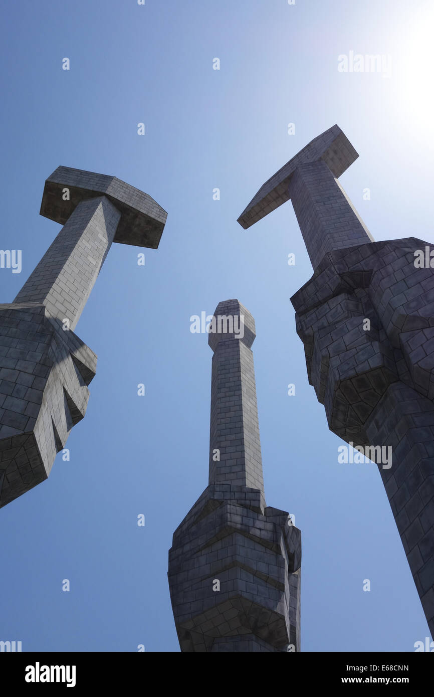 Das Denkmal an Gründung und koreanische Arbeiter Partei Stiftung Denkmal oder Korea Arbeiterpartei in Pyongyang, Nordkorea Stockfoto