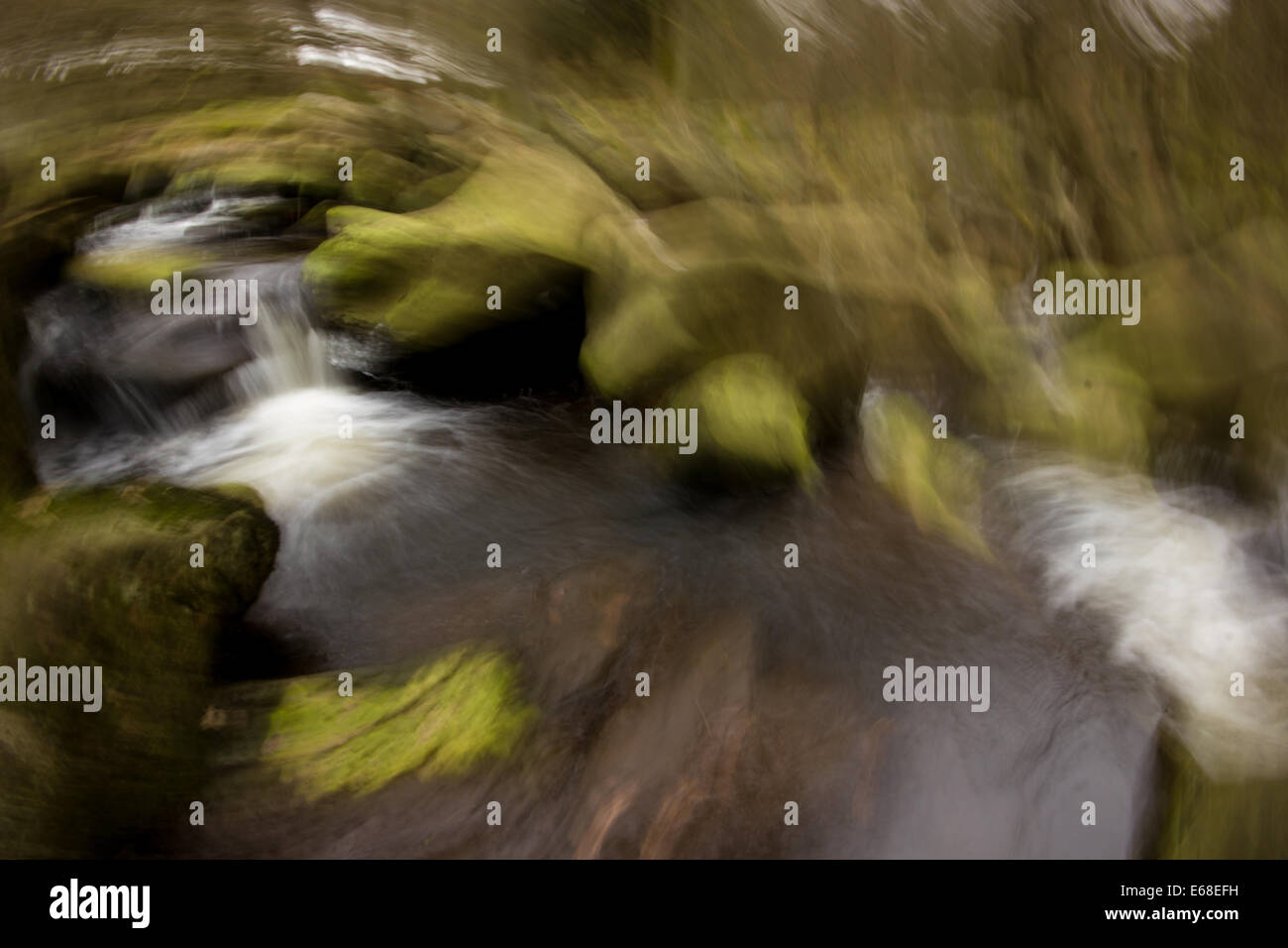 Ein Bild mit einer ripple Effekt durch Drehen der Kamera während der Aufnahme des Bildes erstellt. padley Schlucht, Peak District Stockfoto