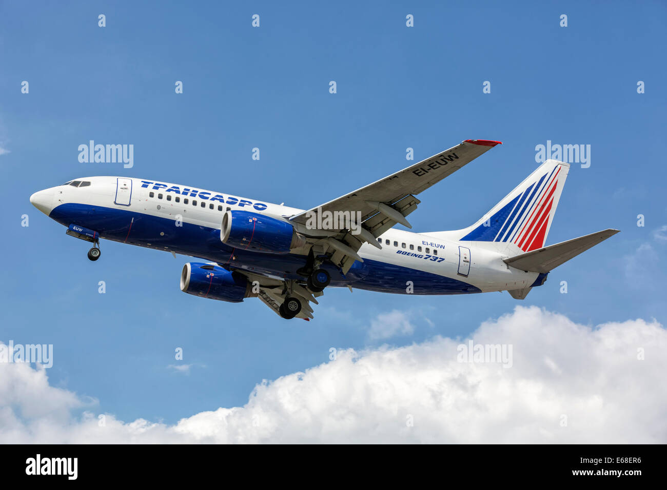 Eine Boeing 737 der russischen Fluggesellschaft Transaero Stockfoto
