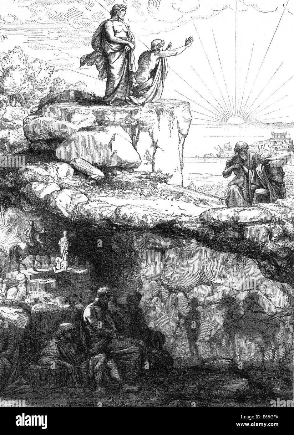Platos Allegorie von der Höhle aus der französischen Magasin Pittoresque veröffentlicht im Juli 1855 Stockfoto