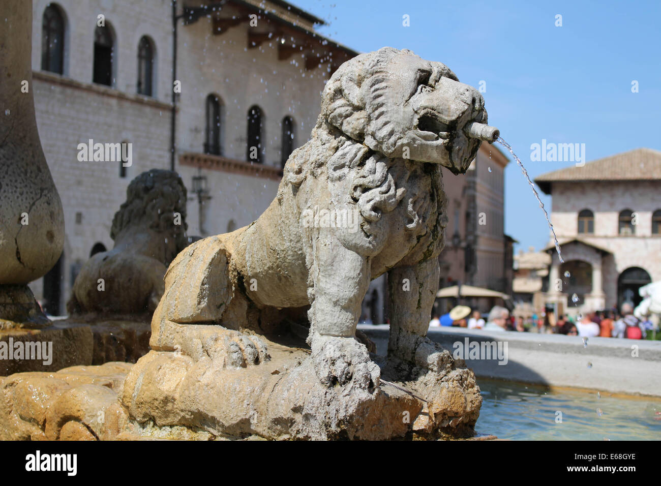 Löwenbrunnen in Assisi Italien Stockfoto