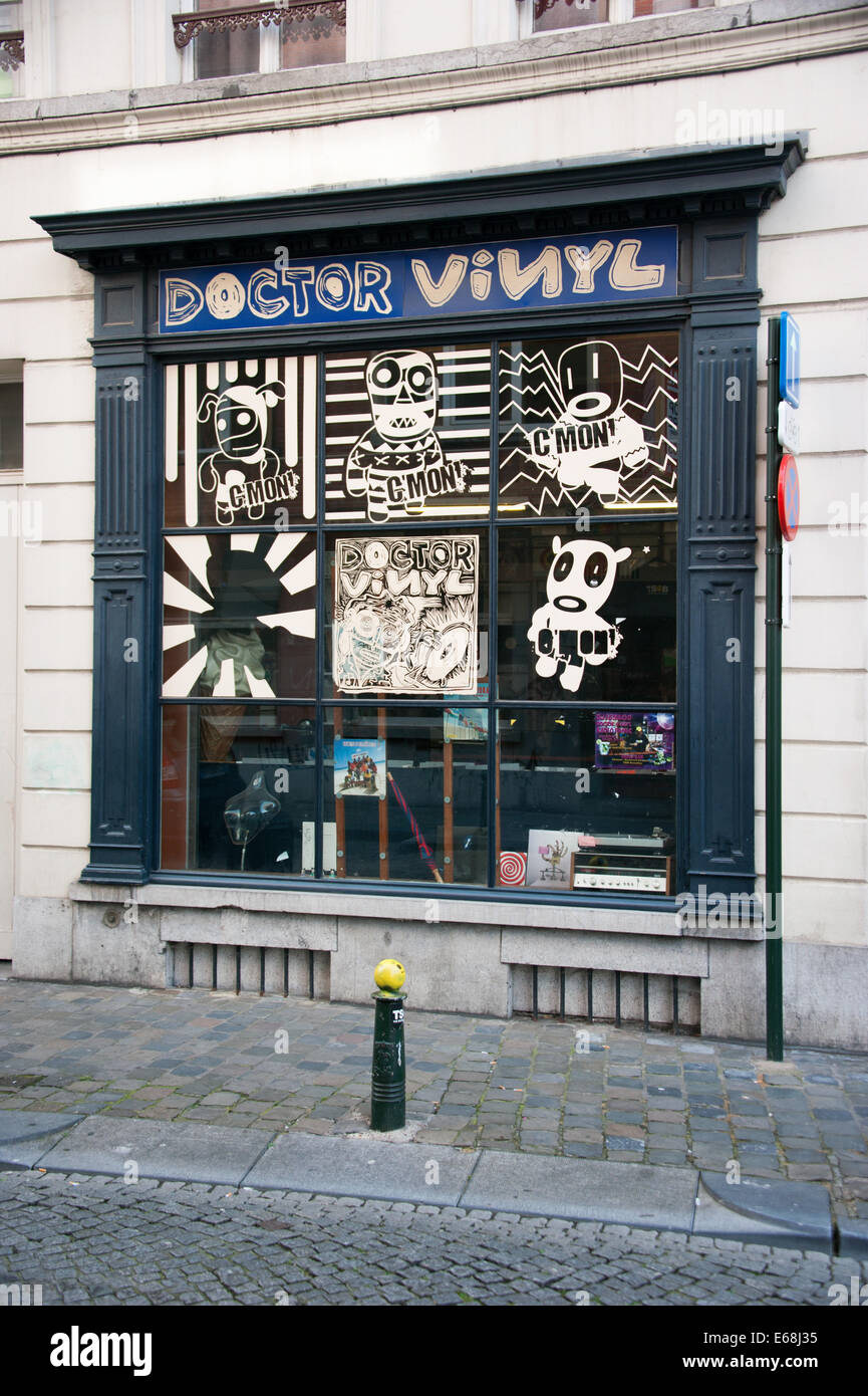 Plattenladen Arzt Vinyl in Brüssel, Belgien. Stockfoto