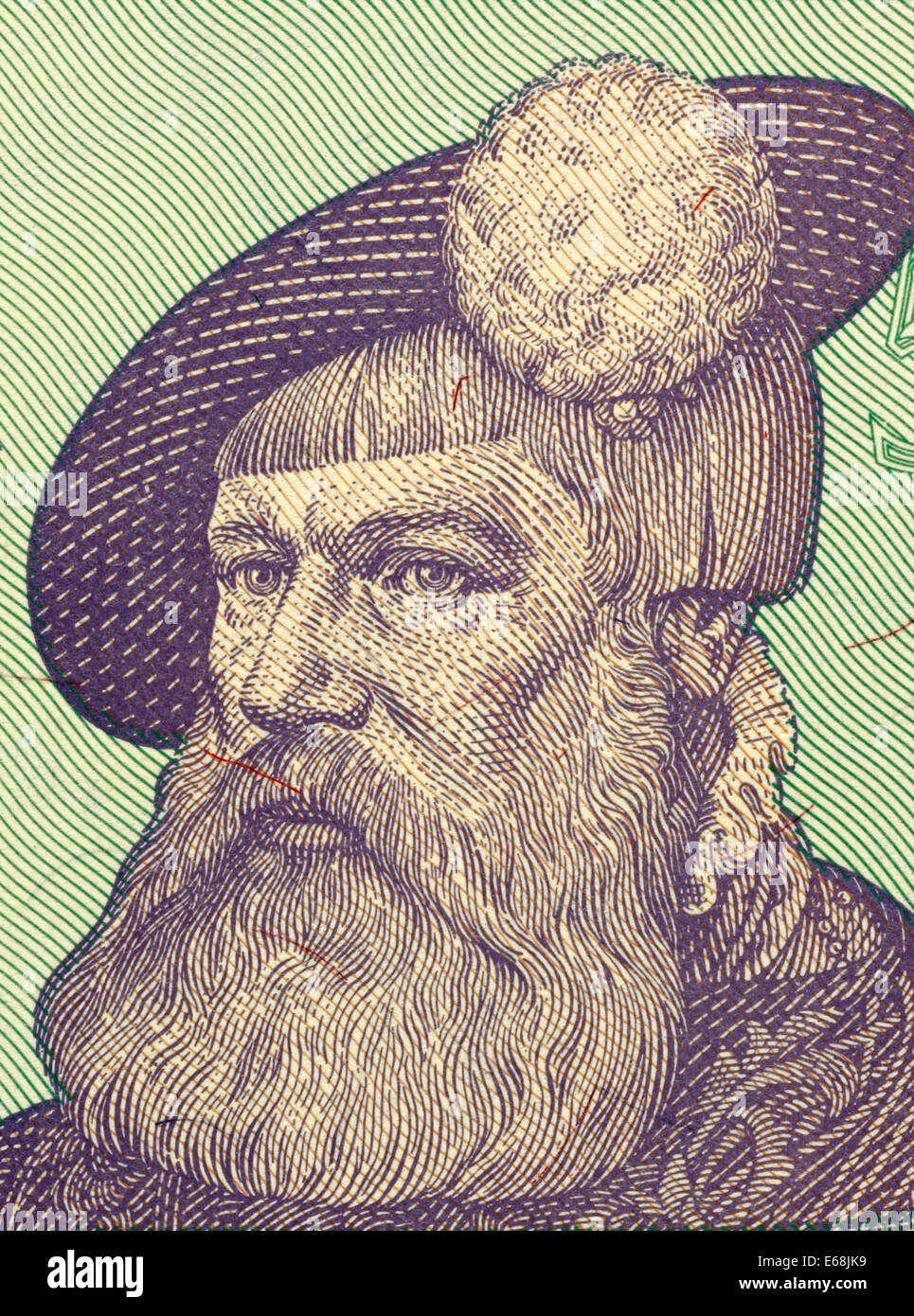 Gustav i. von Schweden (1523-1560) auf 5 Kronen 1981 Banknote aus Schweden. König von Schweden im Jahre 1523-1560. Stockfoto