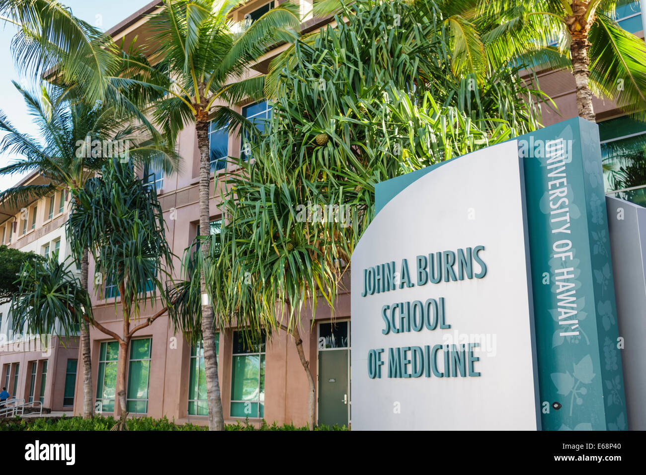 Honolulu Hawaii, Oahu, Hawaiian, University of Hawaii, John A. Burns School of Medicine, Schild, Gebäude, Campus, USA, USA, USA, Amerika, Polynesien, HI1403 Stockfoto