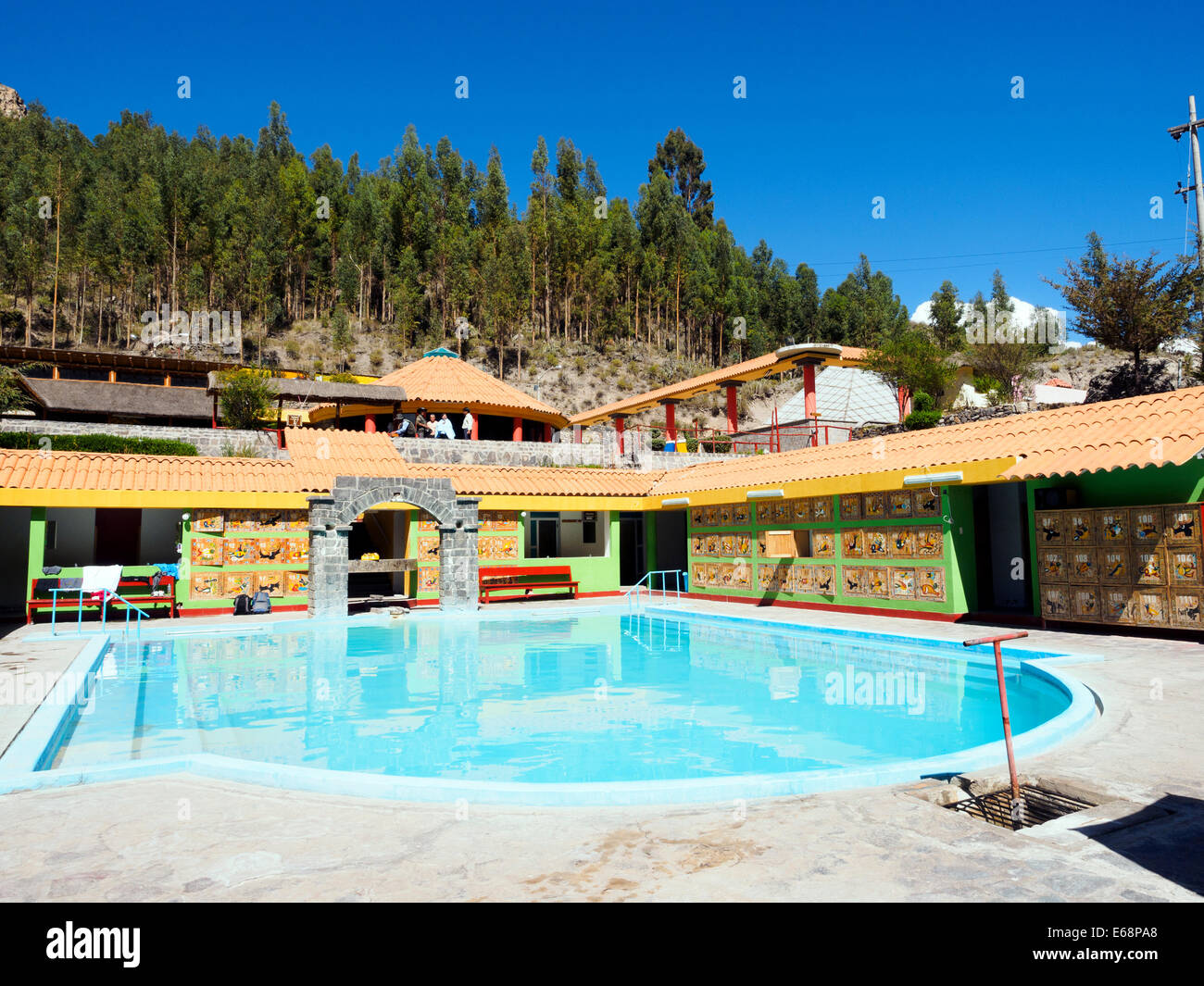 Eines der drei heißen Pool in das Thermalbad von "La Calera" - Chivay, Peru Stockfoto