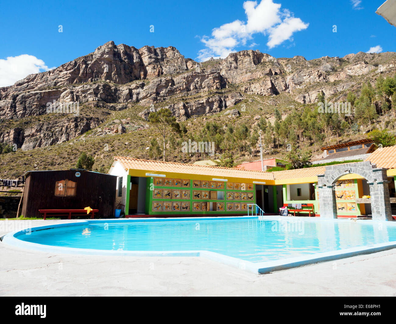 Eines der drei heißen Pool in das Thermalbad von "La Calera" - Chivay, Peru Stockfoto