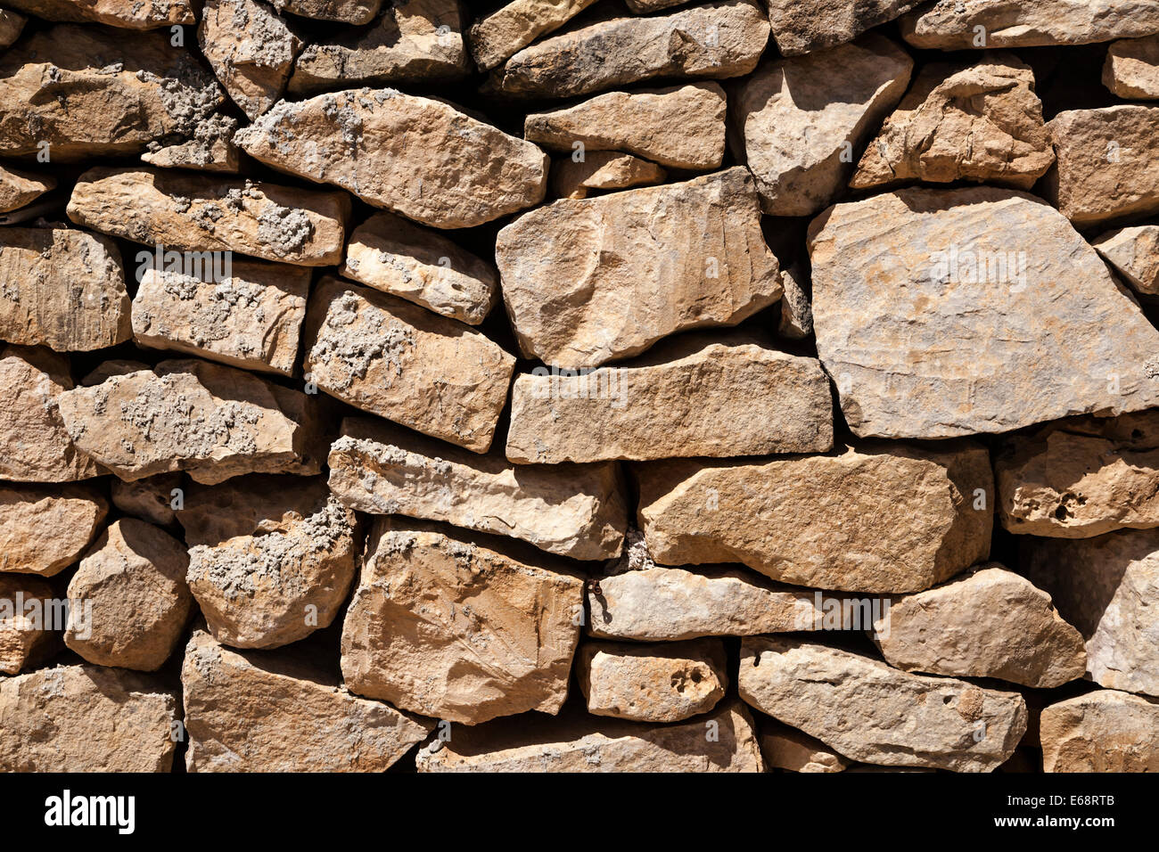 Detail-Aufnahme von einer Trockensteinmauer Stockfoto