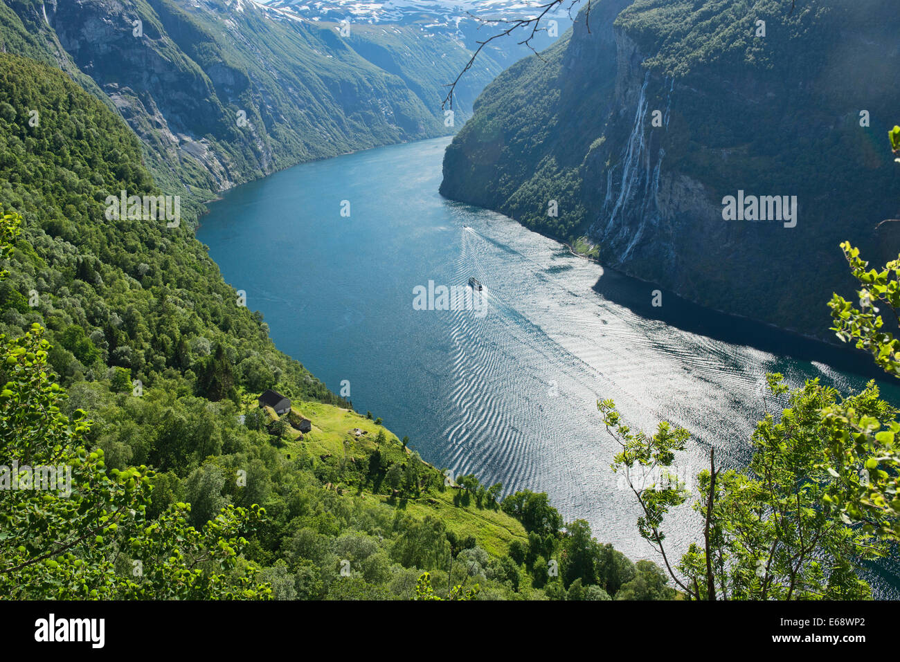 Die Skagefla Farm im Geirangerfjord, Norwegen Stockfoto