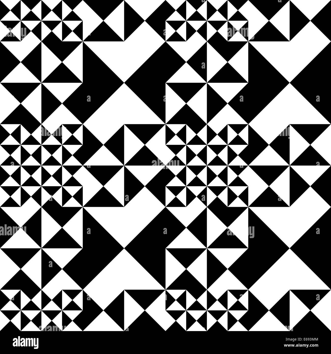 Abstrakte nahtlos mit schwarzen Trigonen auf weißem Hintergrund. Stockfoto