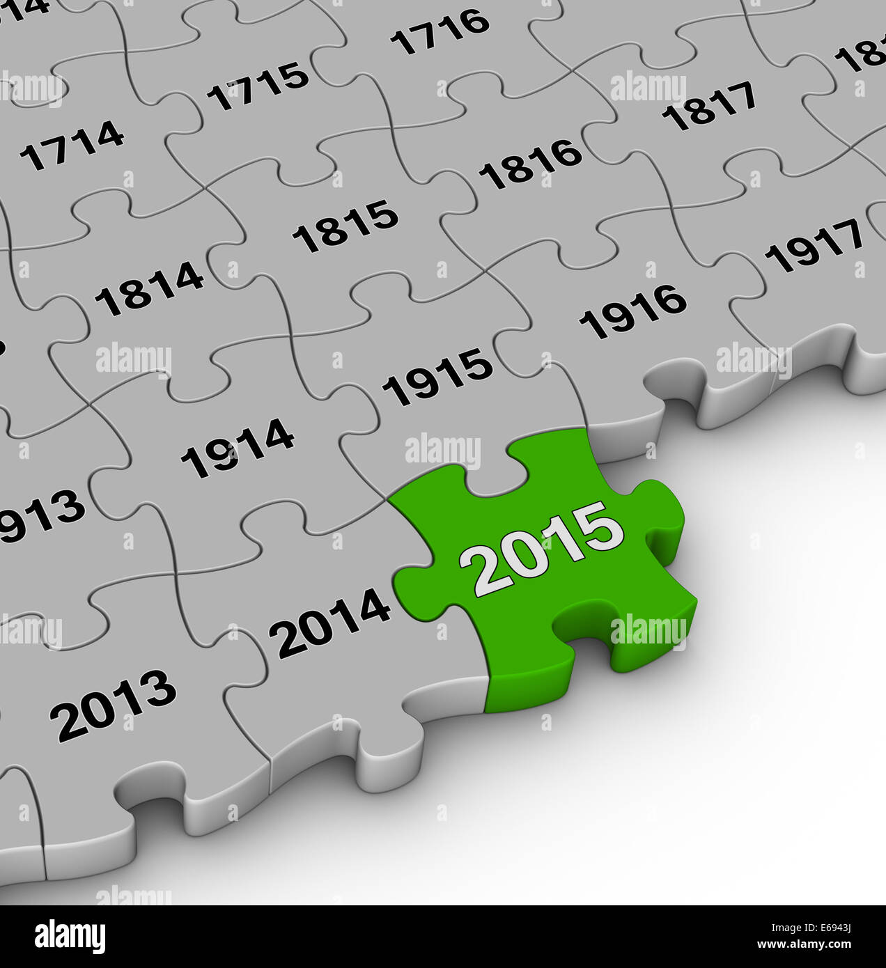 Jahr 2015 Zeit vorbeigehen Jigsaw puzzle Stockfoto