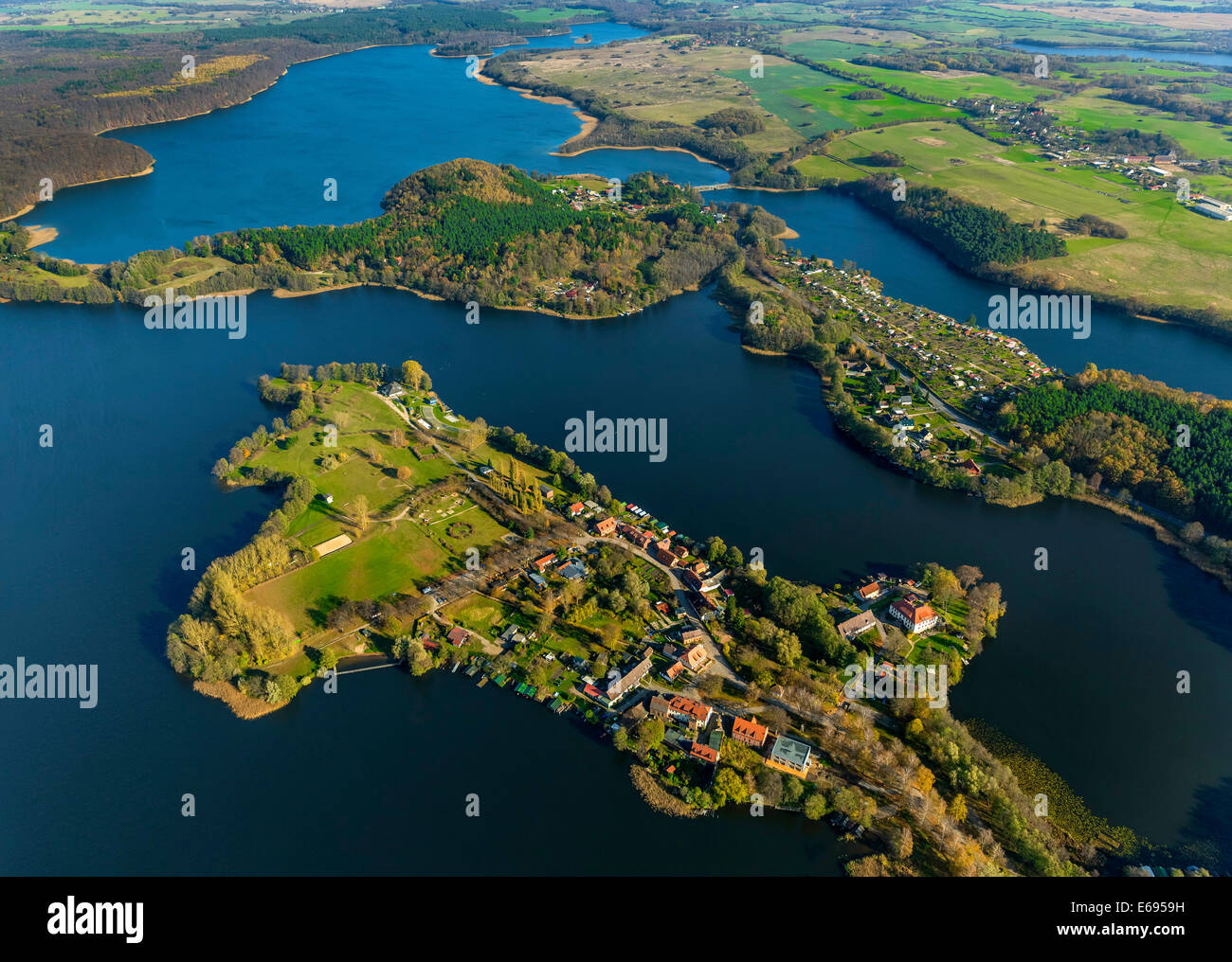 Luftaufnahme, Feldberger Seenlandschaft, Müritz-Seenplatte, Mecklenburg-Western Pomerania, Deutschland Stockfoto