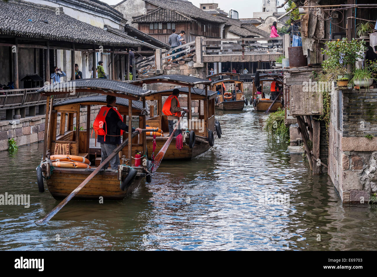 Kanal in Wuzhen Xizha, Zhejiong Provinz, China Stockfoto