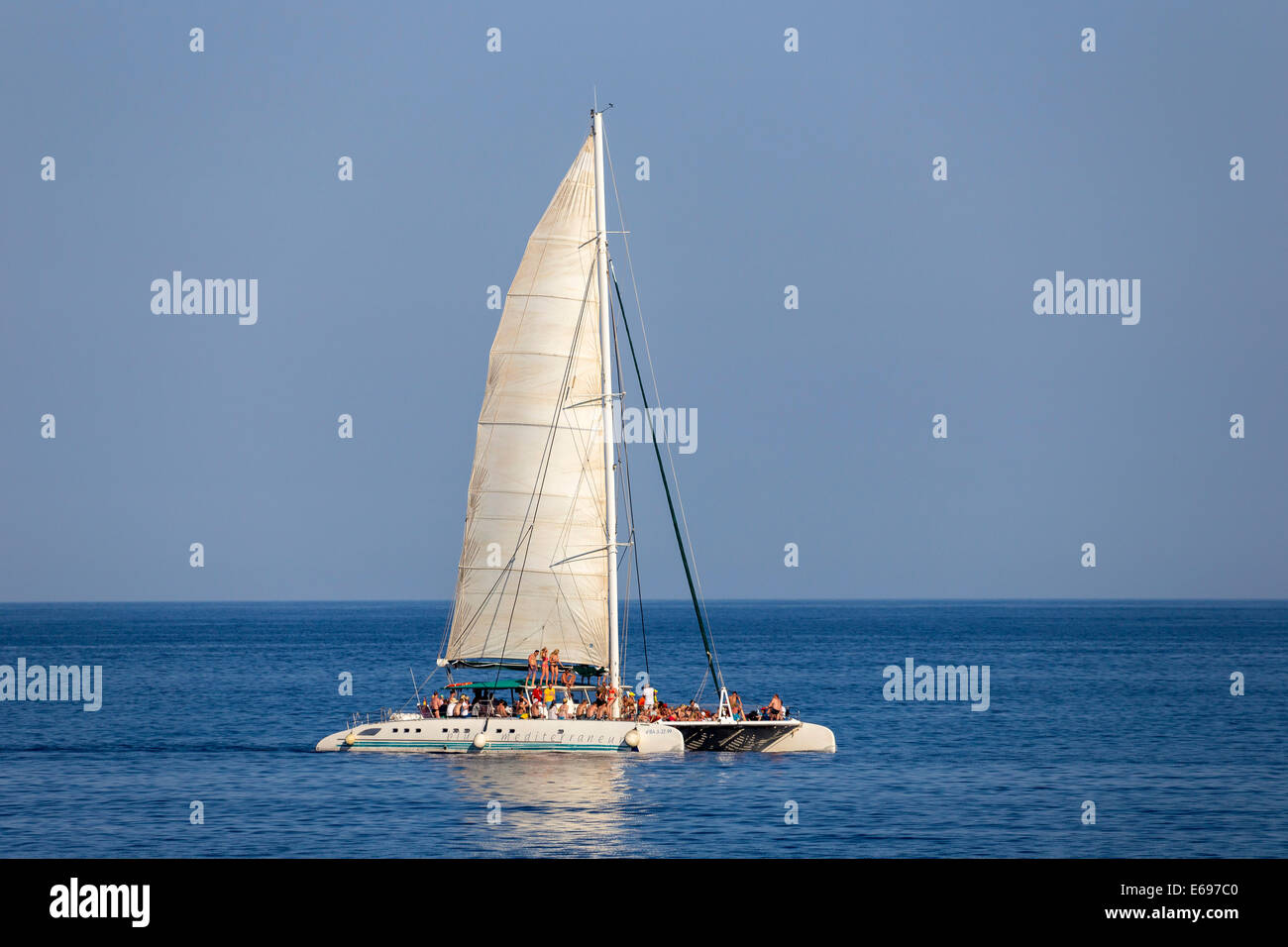 Party Boot aus Cala Ratjada, Mallorca, Balearen, Spanien Stockfoto