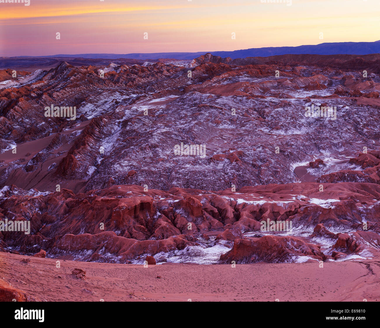 Abendlicht, Valle De La Luna, Cordillera De La Sal, Atacamawüste, Chile Stockfoto