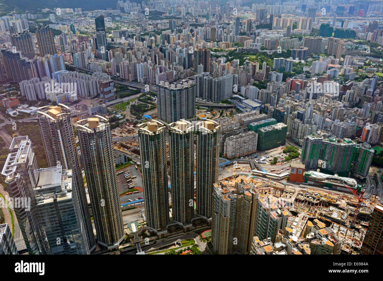 Blick auf Kowloon, von der International Commerce Centre, ICC, Kowloon, Hong Kong, China Stockfoto