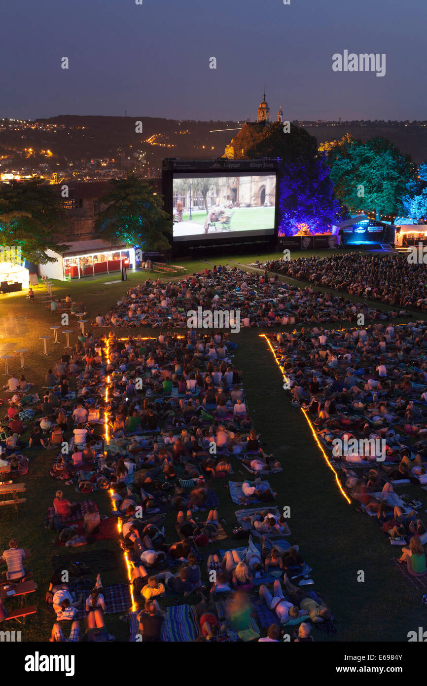 Open Air Kino im Innenhof Burg, Esslingen am Neckar, Baden-Württemberg, Deutschland Stockfoto