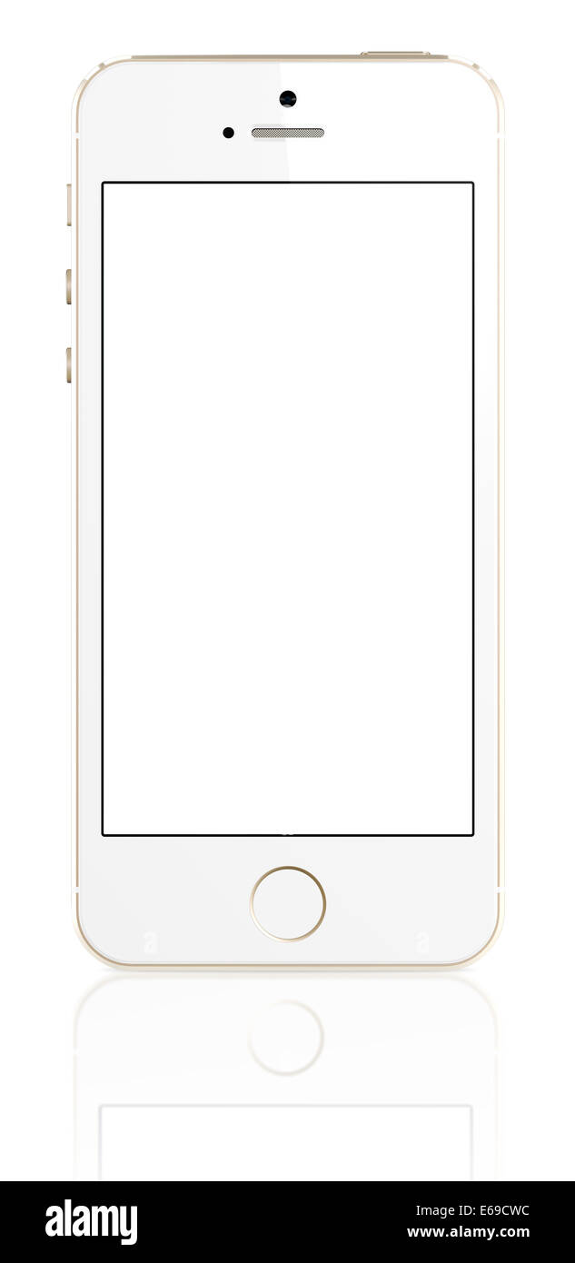 Smartphone mit leeren Bildschirm auf weißem Hintergrund Stockfoto