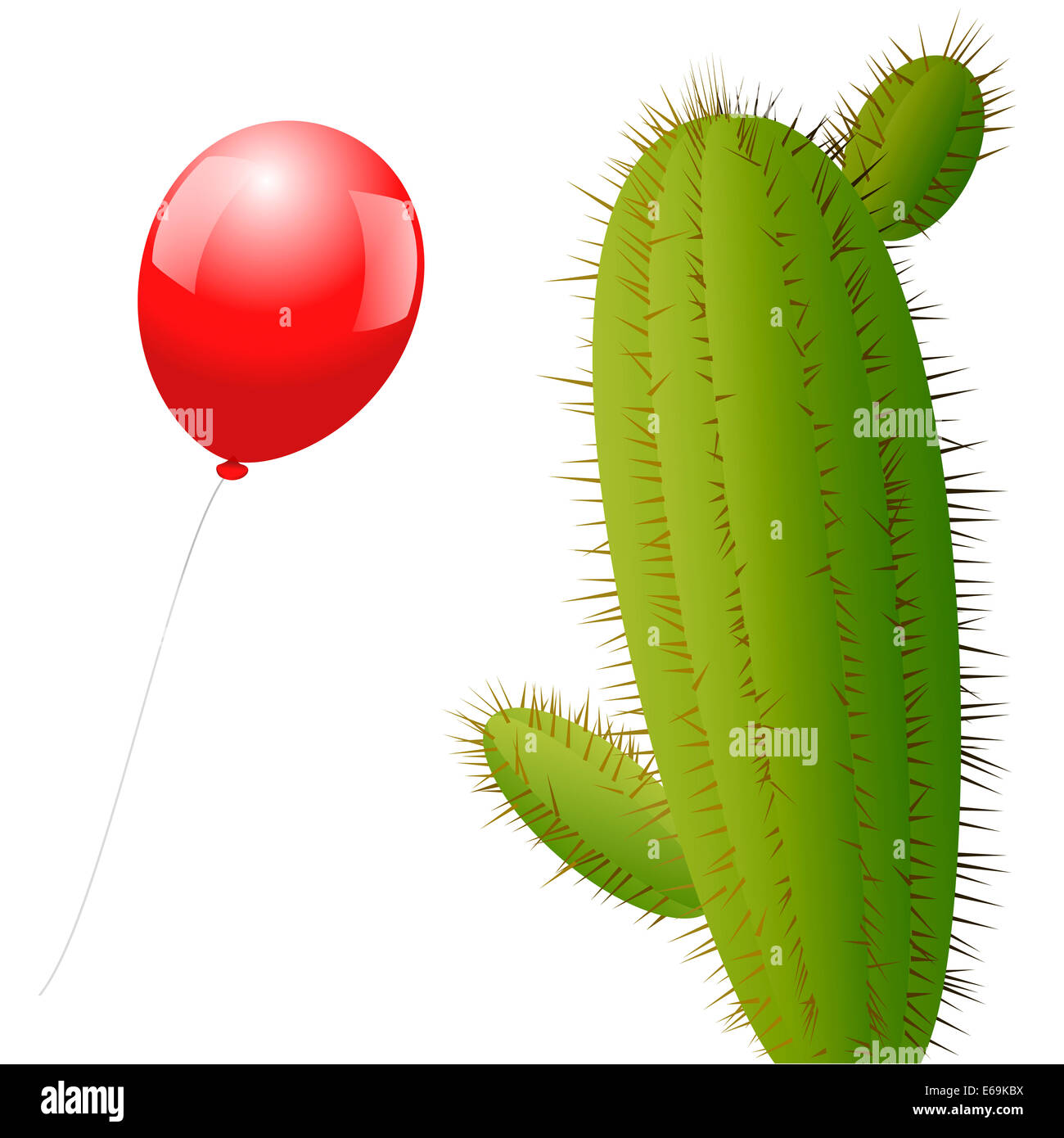 Ein roter Ballon nähert sich einen Kaktus mit vielen Stacheln  Stockfotografie - Alamy