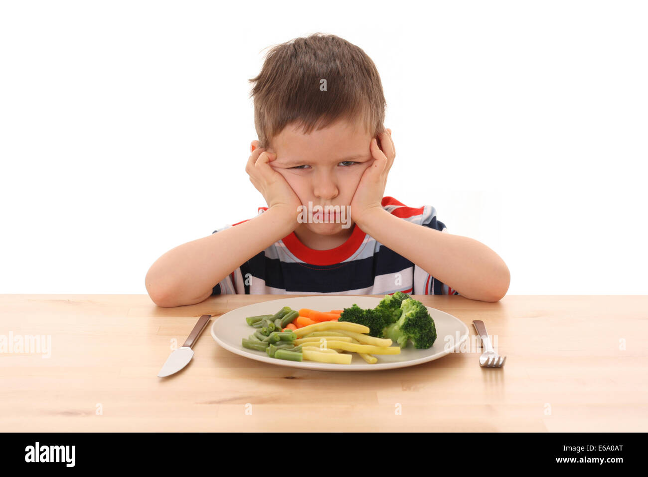 Junge, Essen, Abneigung, Magersucht Stockfoto