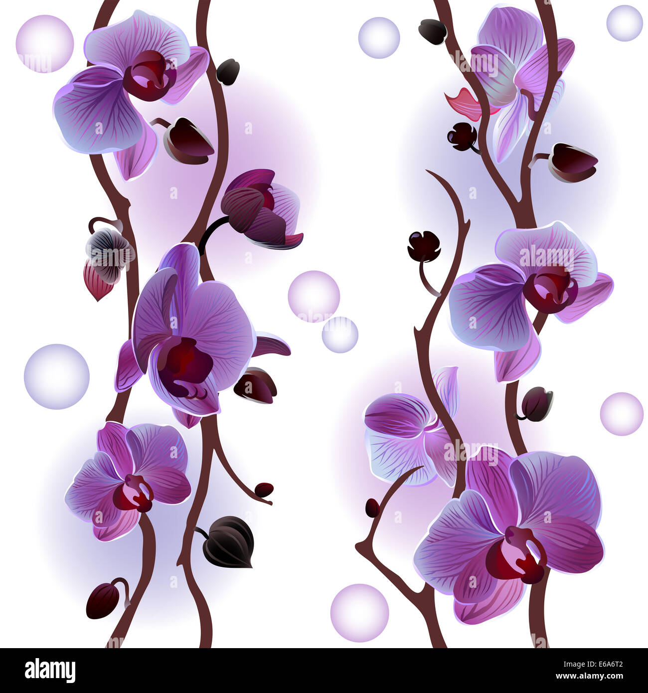 Nahtlose Hintergrund mit sanften Orchideen-Niederlassungen Stockfoto