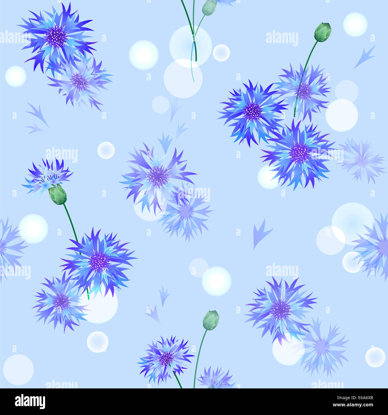 Blaue nahtlose Muster mit sanften Zusammenarbeit Blumen Stockfoto