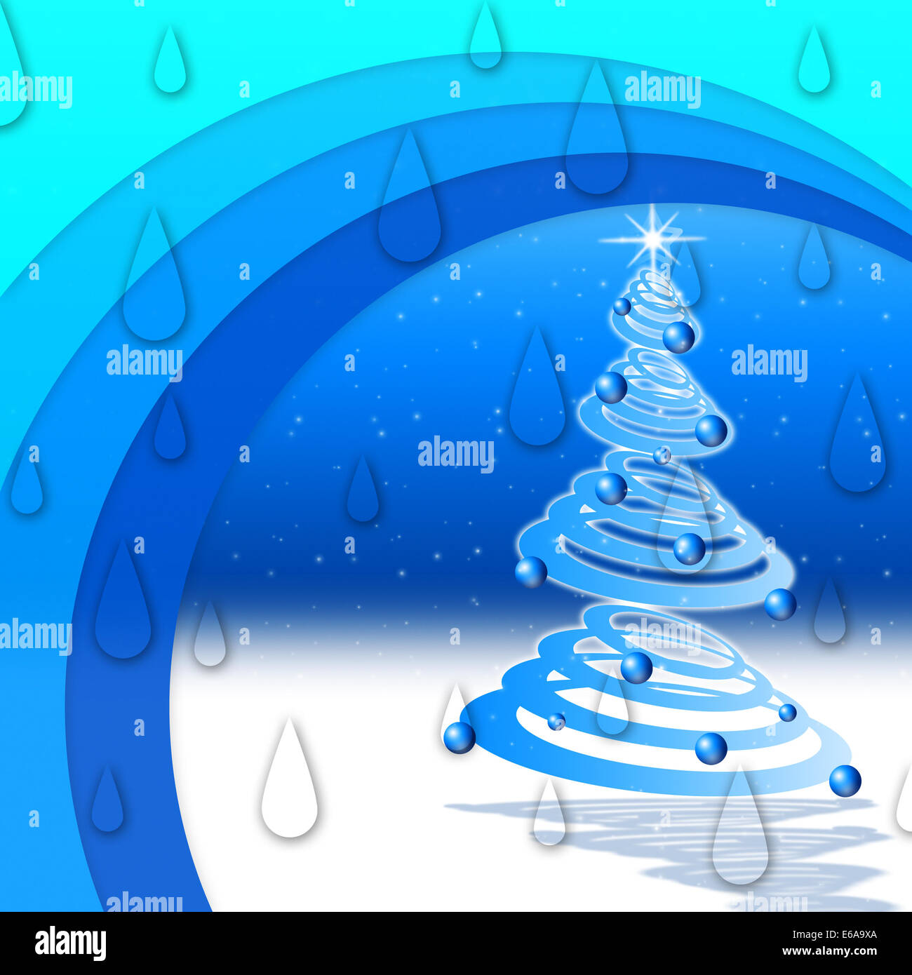 Arcs Hintergrund Sinne Night Winterschnee und Weihnachtsbaum Stockfoto