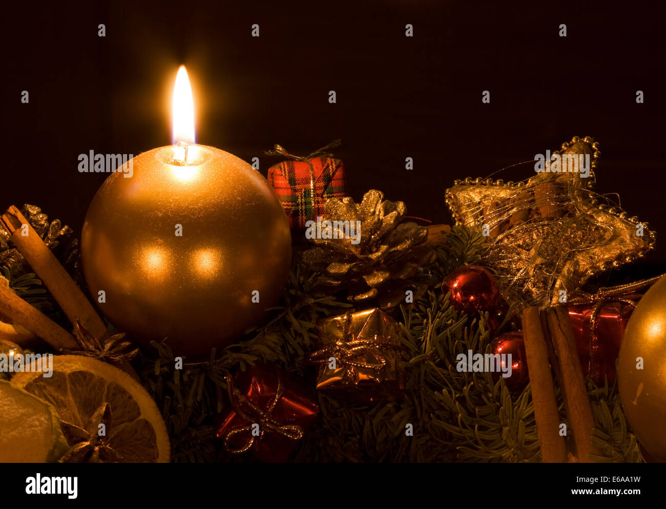 Advent Kerze Weihnachtsdekoration Stockfoto Bild