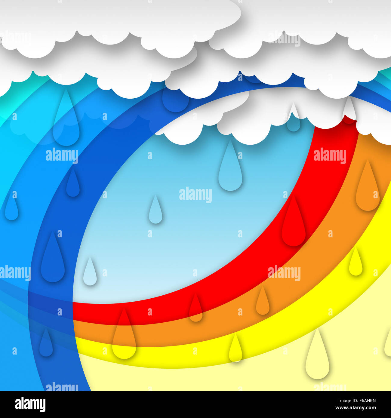 Bögen Wetter Hintergrund Bedeutung Wolken, Regen und Regenbogen Stockfoto