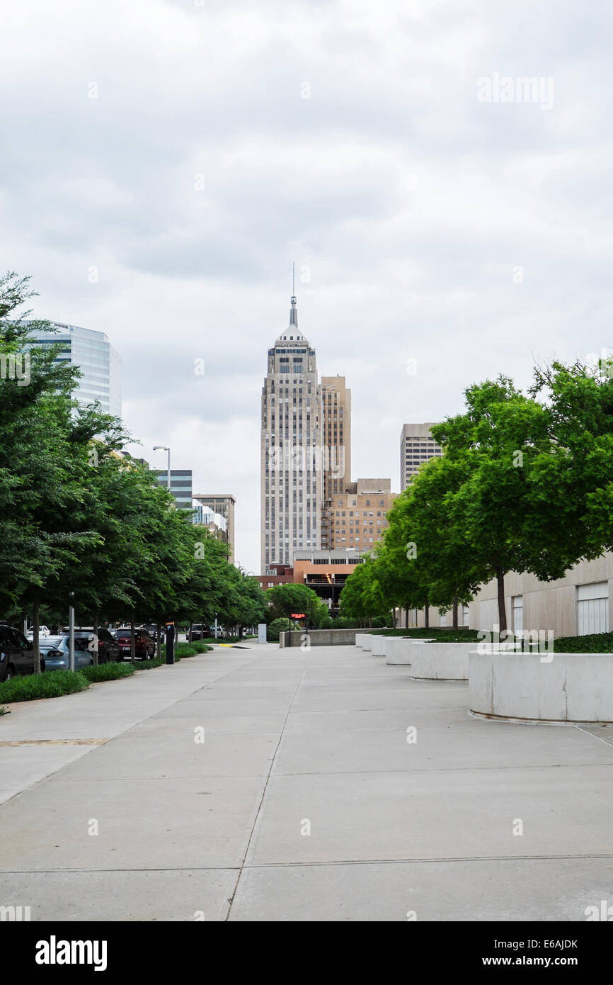 Innenstadt von Gebäuden in Oklahoma City, aus dem Bereich des Cox Convention Center. Stockfoto