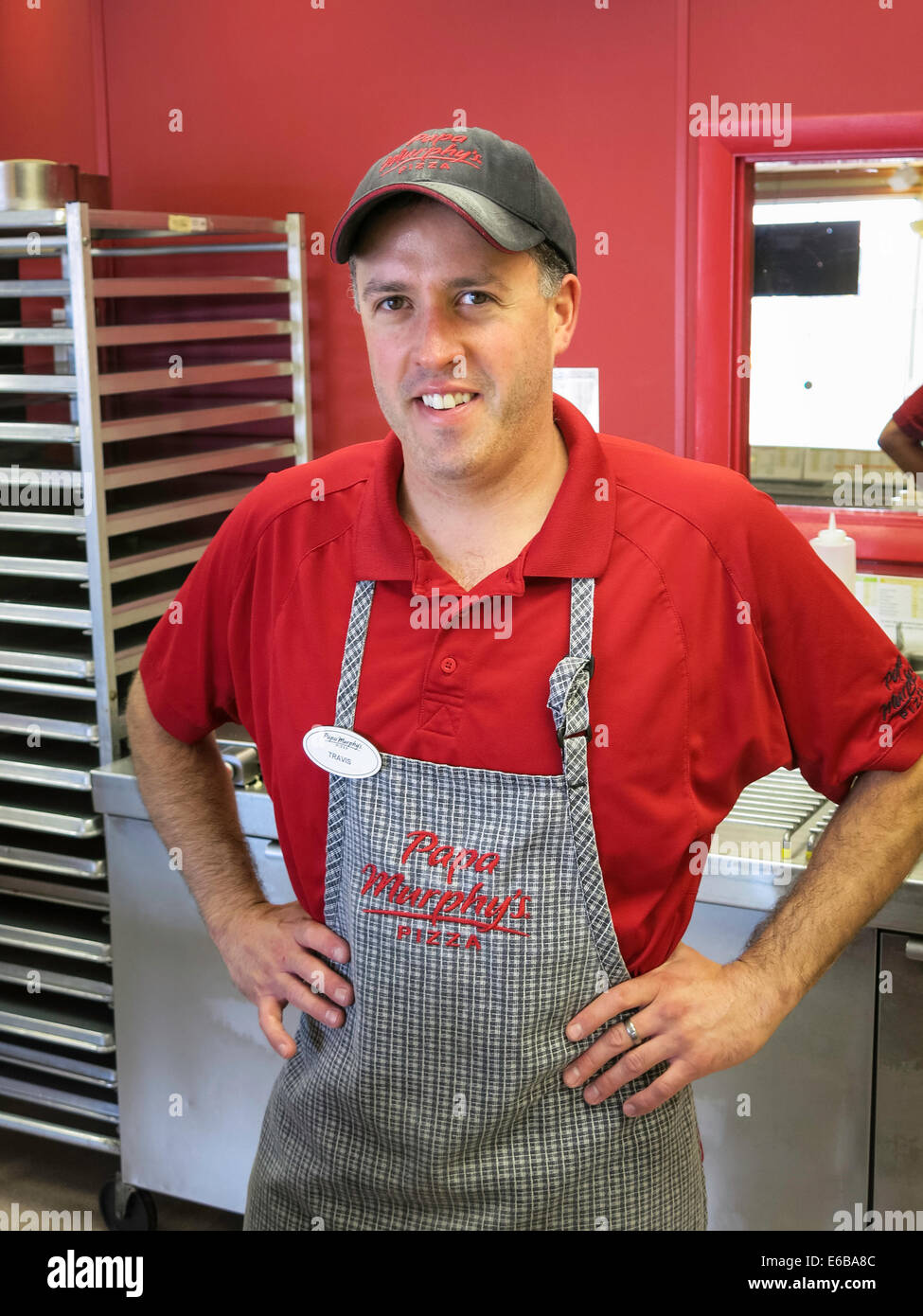 Small Business Inhaber der Pizzeria (Pizzeria), USA Stockfoto