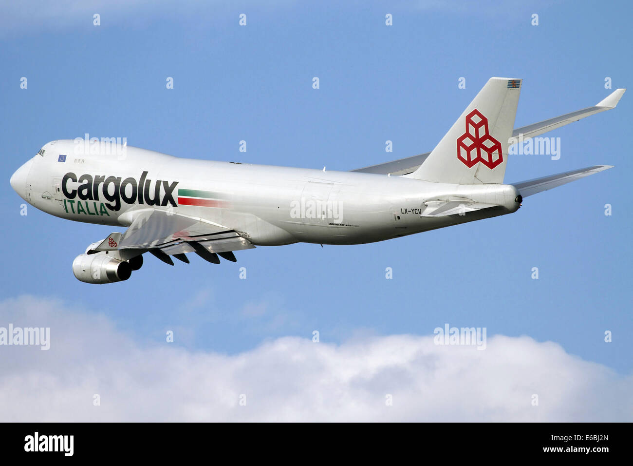 Boeing 747-400 der Cargolux Italia, eine italienische Frachtfluggesellschaft. Stockfoto