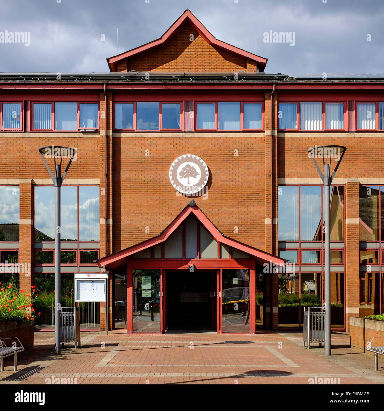 Ashfield Bezirksrat Büro, Kirkby-In-Ashfield, Nottinghamshire, England. 21. Juli 2014. Stockfoto