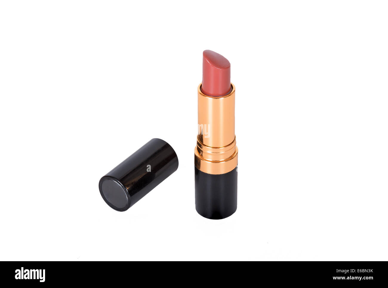 Roten Lippenstift auf weißem Hintergrund Stockfoto