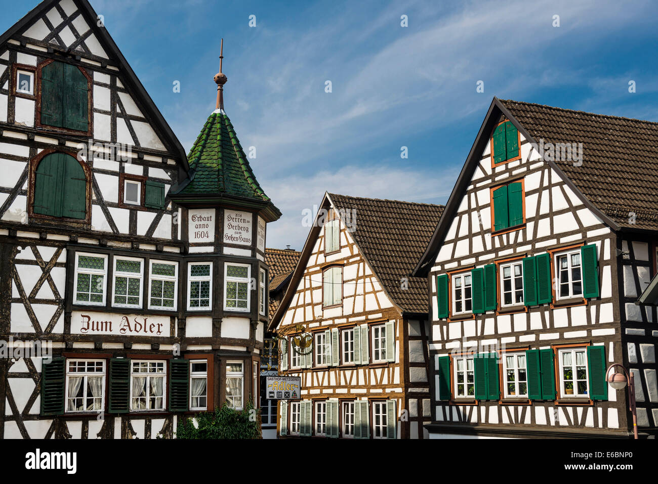 Fachwerkhäuser, Schiltach, Kinzigtal, Schwarzwald, Baden-Württemberg, Deutschland Stockfoto