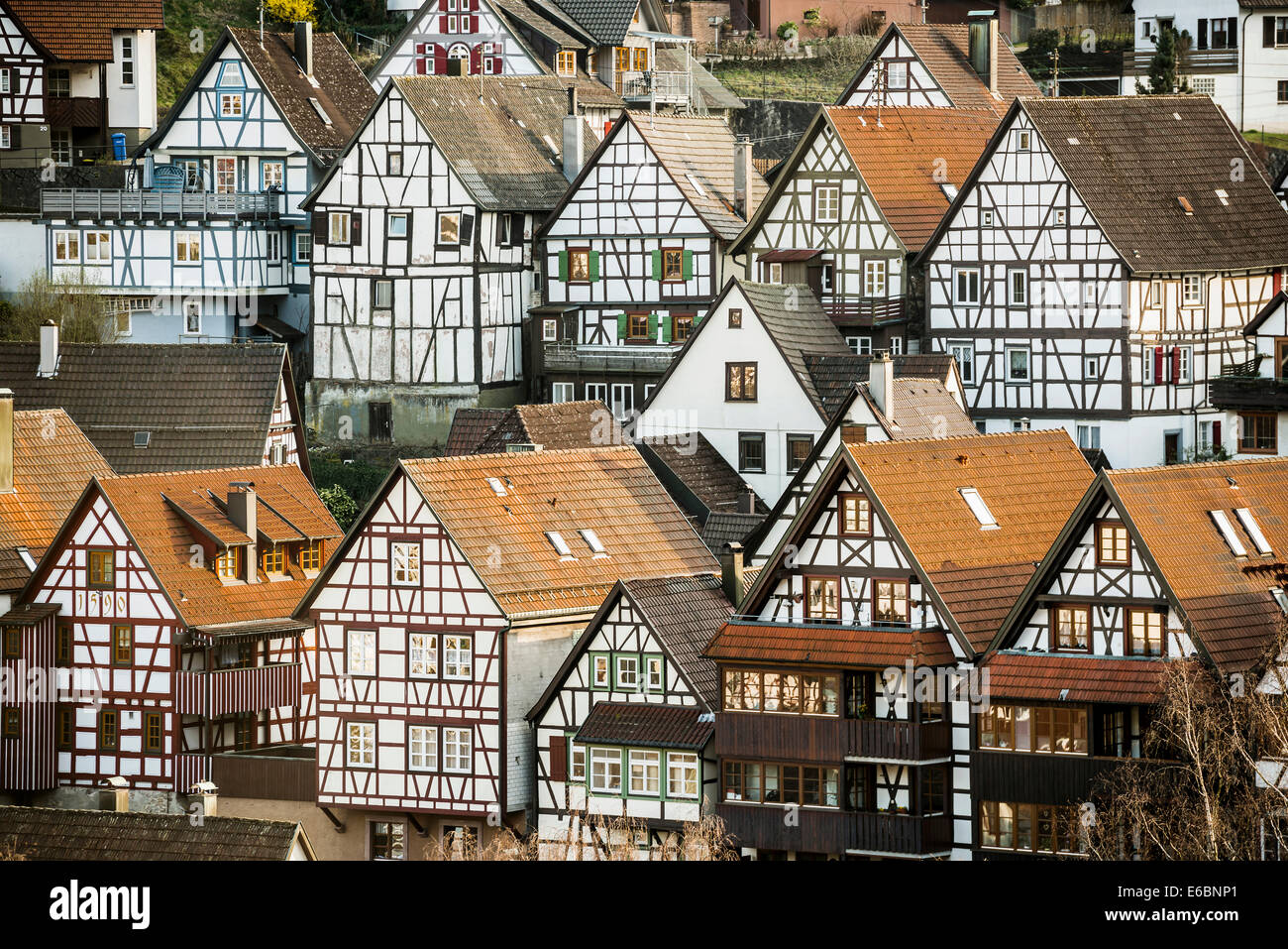Fachwerkhäuser, Schiltach, Kinzigtal, Schwarzwald, Baden-Württemberg, Deutschland Stockfoto