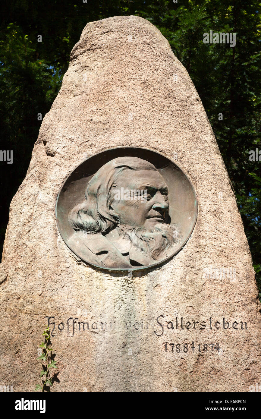 Gedenkstein, Linderung von Hoffmann von Fallersleben, Höxter, Weserbergland, North Rhine-Westphalia, Deutschland, Europa Stockfoto