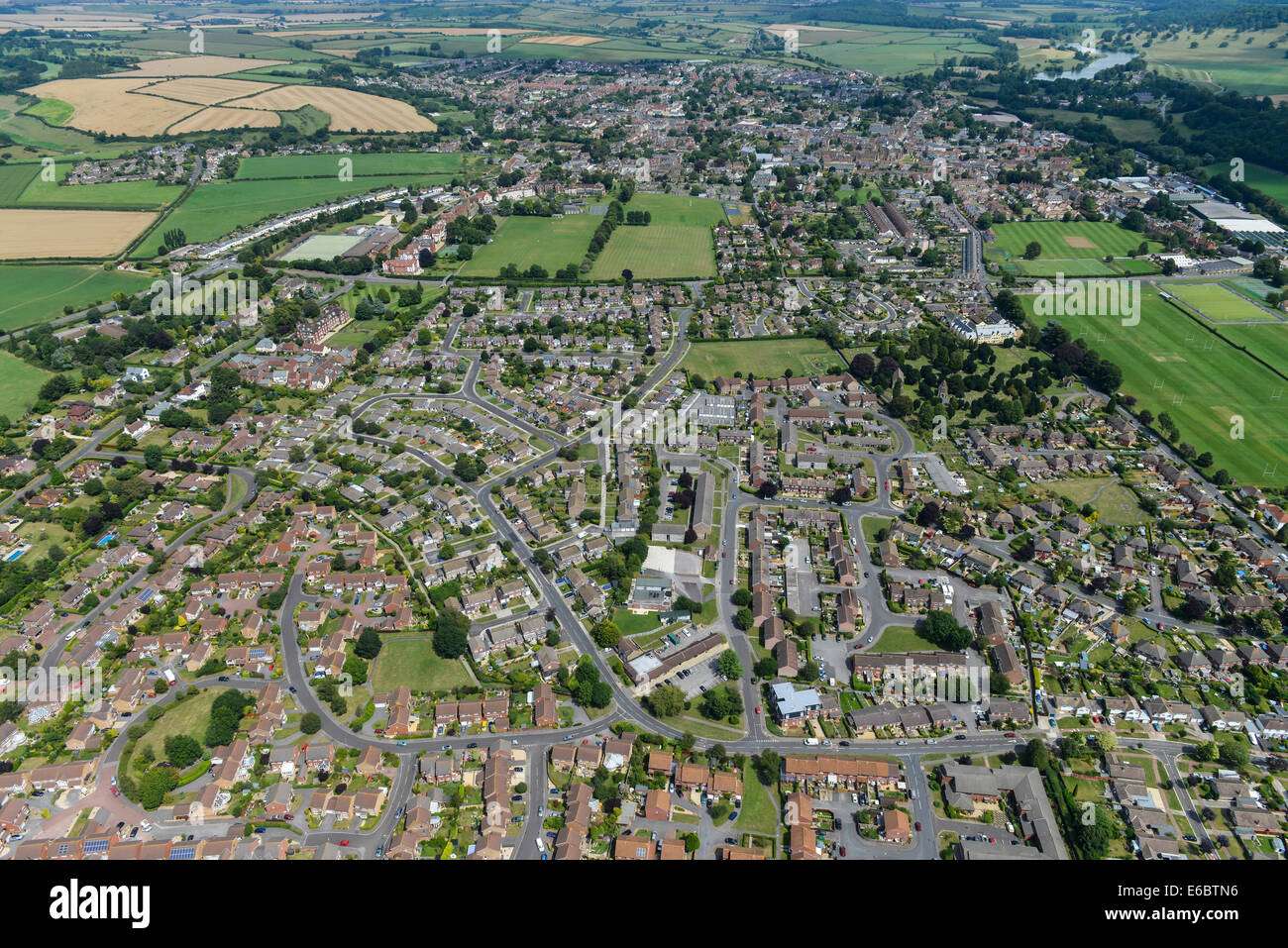 Eine Luftaufnahme von Sherborne, eine Marktstadt in Dorset, Südengland Stockfoto