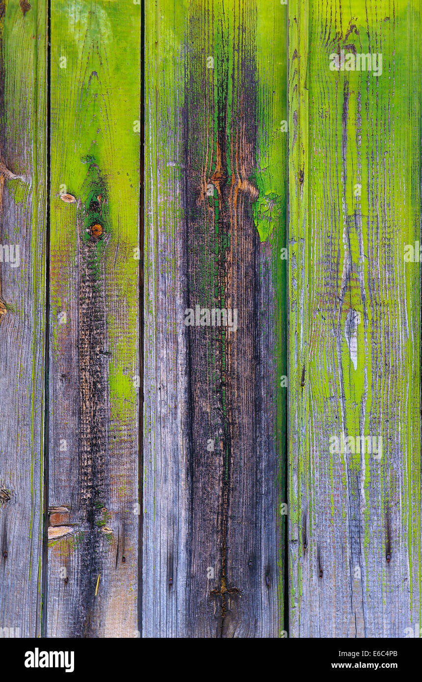 Hintergrund der alten Holztür mit abblätternde Farbe grünen Stockfoto