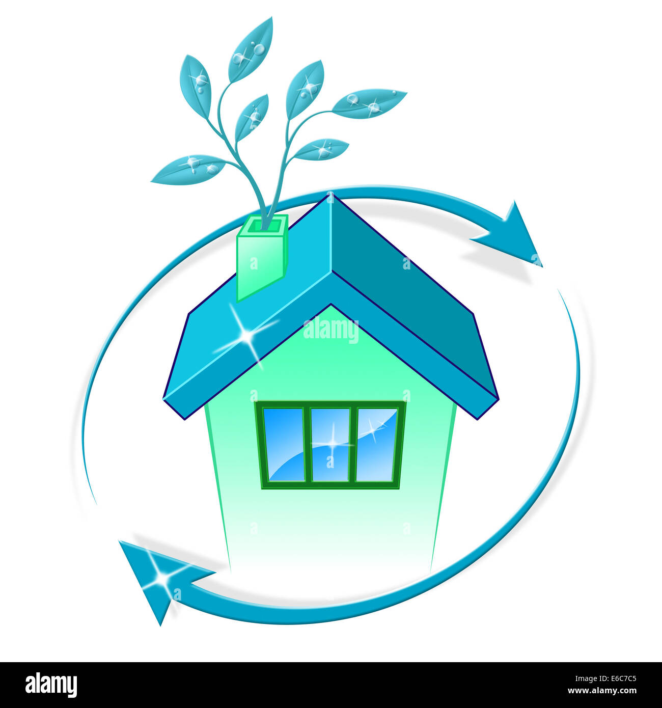 Haus Eco dh Go Green und Häuser Stockfoto