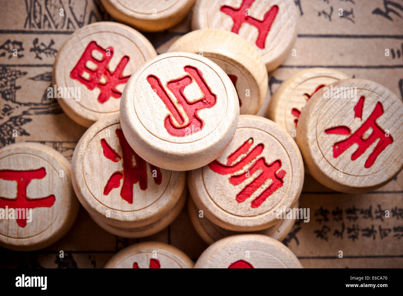 Stücke für chinesisches Schach oder xiangqi Stockfoto