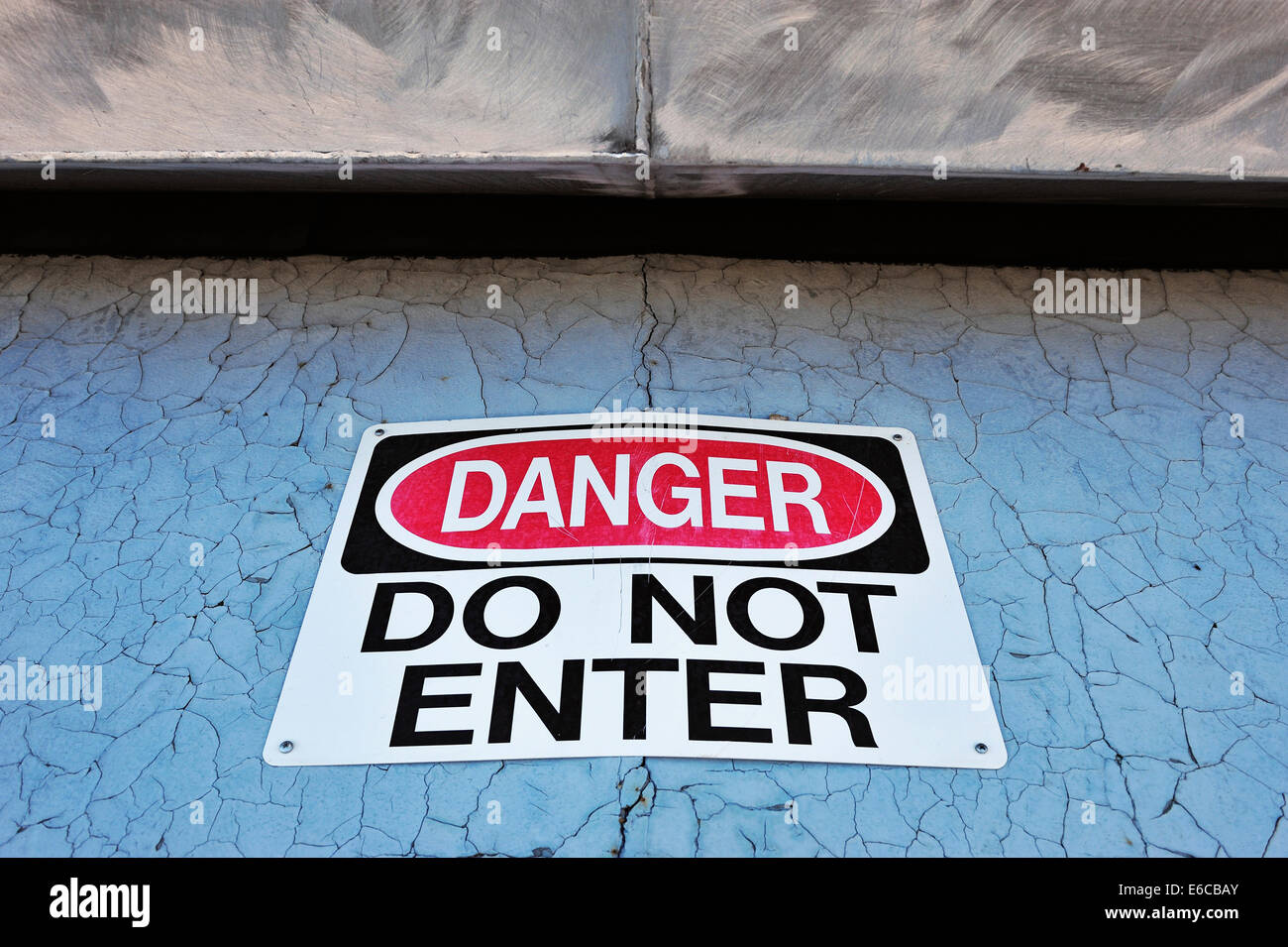 Warnzeichen, Gefahr - nicht herein - Vulkan Mauna Kea, Big Island, Hawaii Inseln, USA Stockfoto