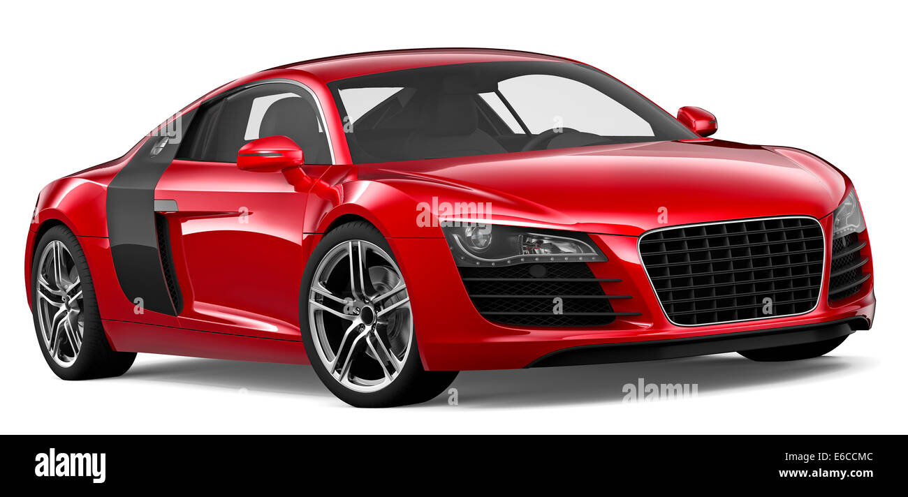 Roter Sportwagen Coupé auf weißem Hintergrund Stockfotografie - Alamy