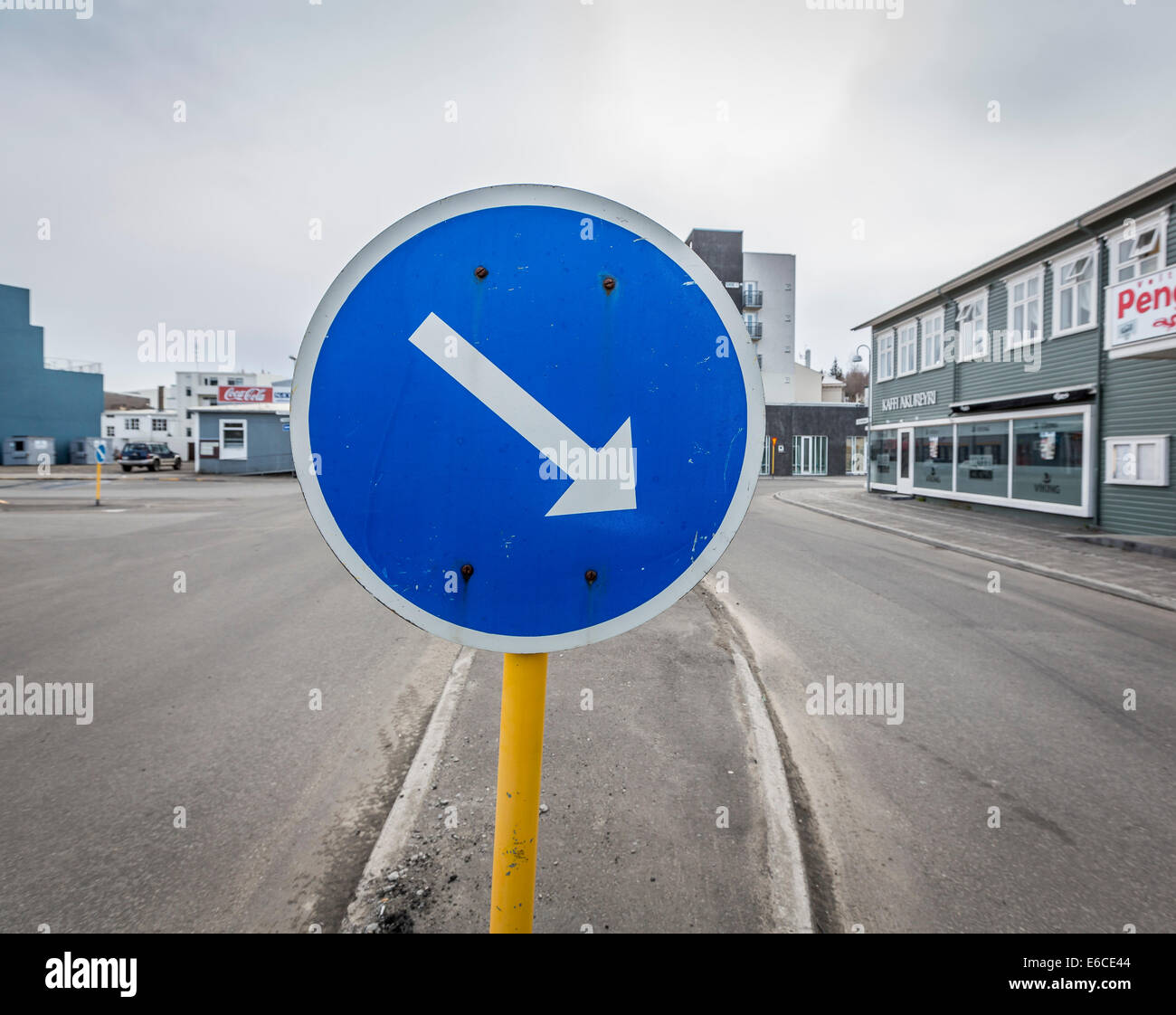 Direktionale Verkehrszeichen, Akureyri, Island Stockfoto
