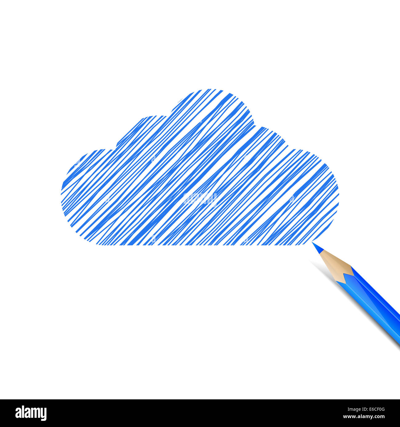 Blaue Wolke mit Bleistift gezeichnet Stockfoto