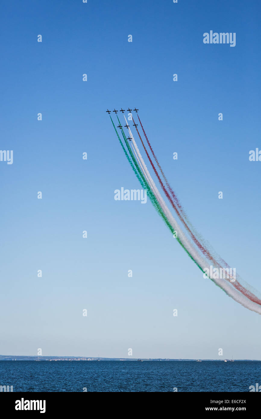 Die Frecce Tricolori offiziell bekannt als 313° Gruppo Addestramento Acrobatico, ist das Kunstflug Demonstration Team in Italien. Stockfoto