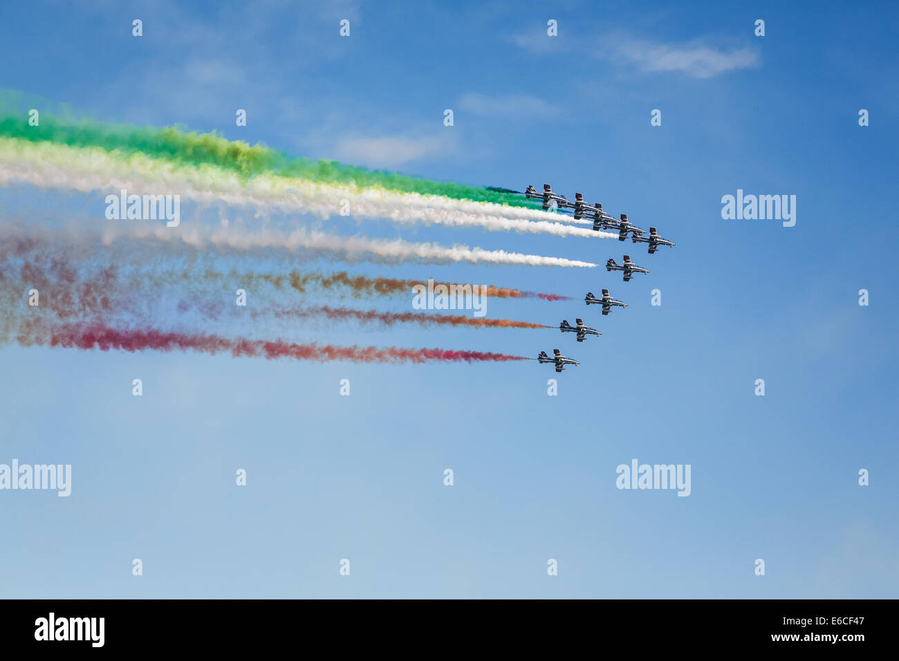 Die Frecce Tricolori offiziell bekannt als 313° Gruppo Addestramento Acrobatico, ist das Kunstflug Demonstration Team in Italien. Stockfoto