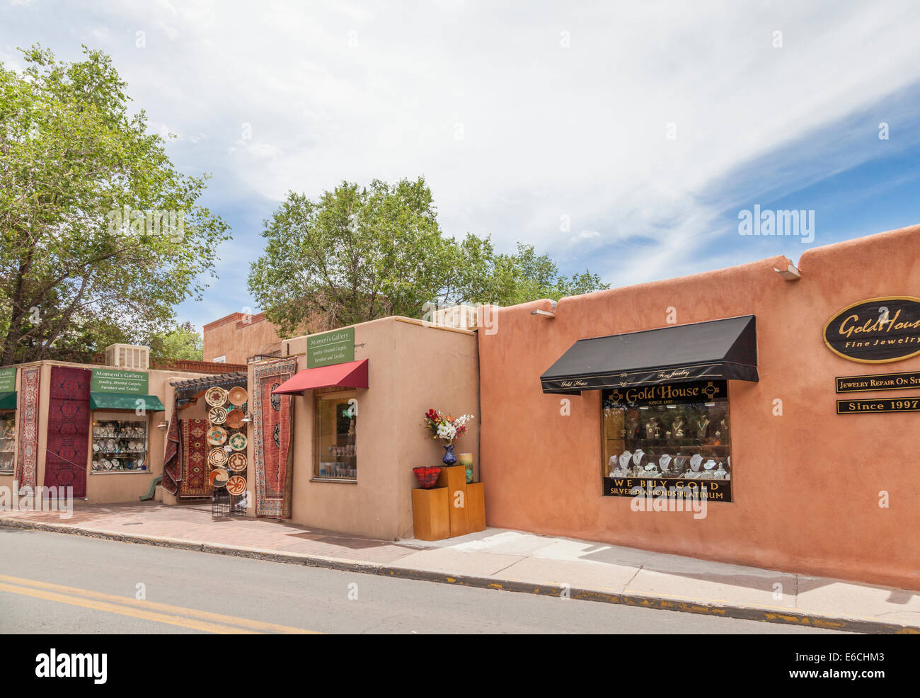 Kunst und Architektur in Santa Fe, New Mexico. Stockfoto